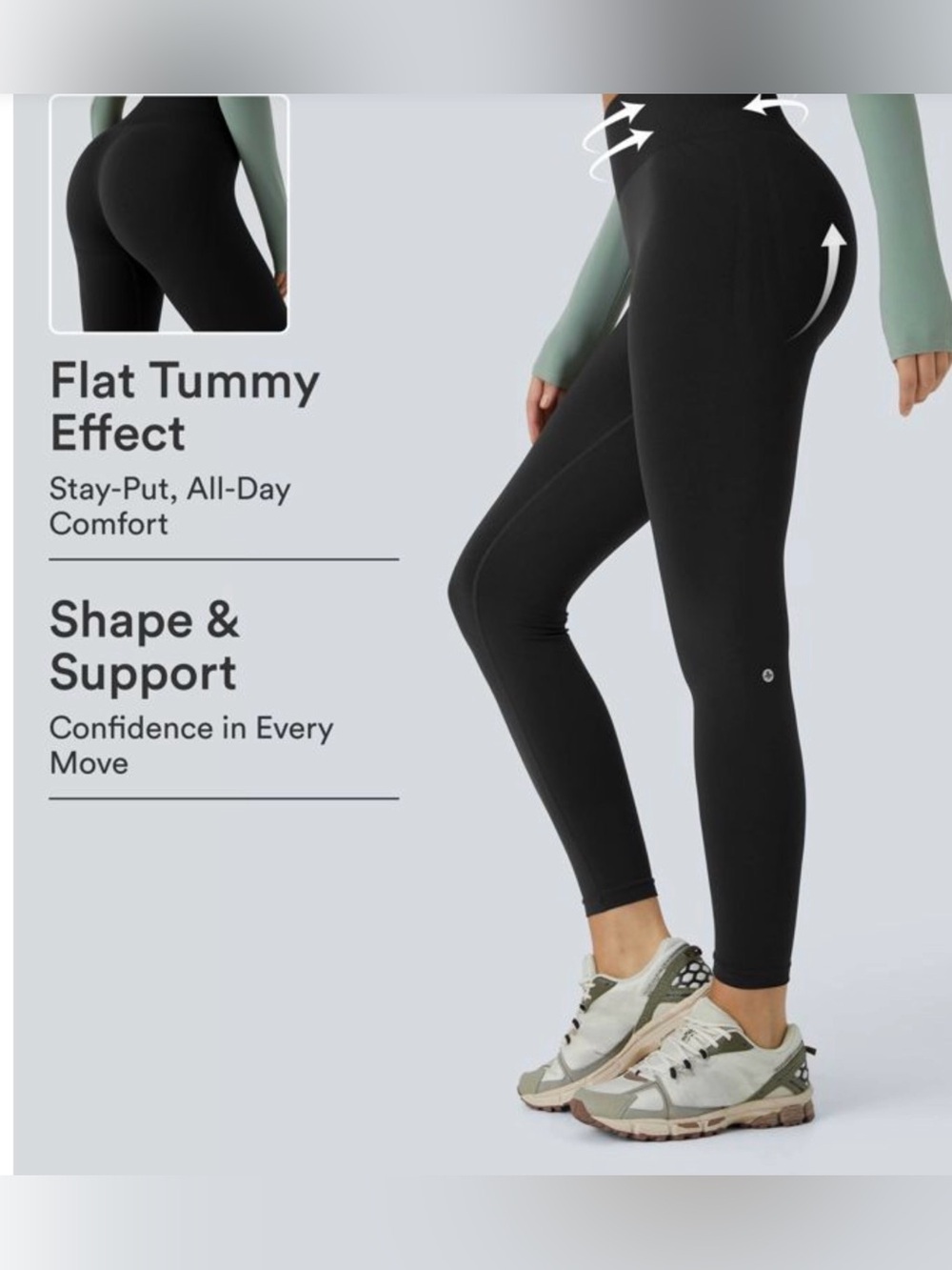 HALARA Black High-Waist Leggings with Butt Lift - Picture 7 of 7